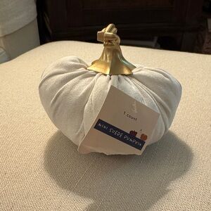Mini White and Gold Mini Suede Pumpkin